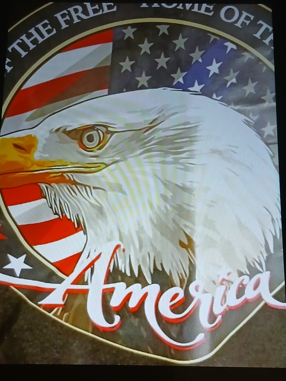 Just USA Men’s Short Sleeve Tee - Patriotic Eagle Graphic in White, Red, Blue